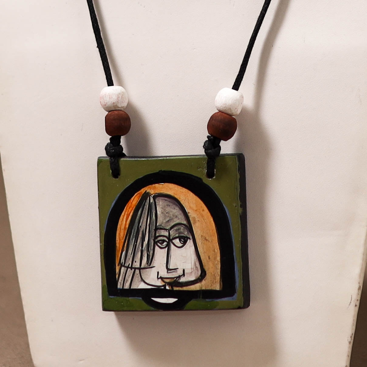 Kerala Mural Handpainted Bamboo Necklace 180
