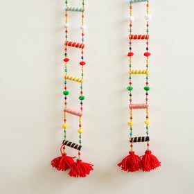 Handmade Gota Patti Hanging with Pom-Pom Beadwork for Festive Decor (Set of 2) 20