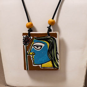 Kerala Mural Handpainted Bamboo Necklace 181