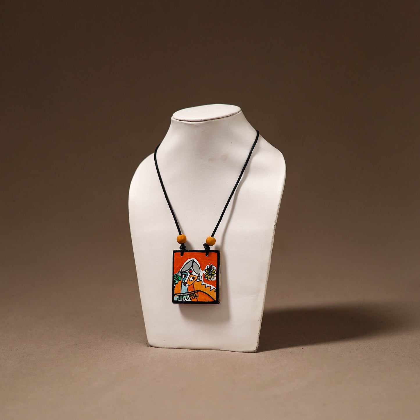 Kerala Mural Handpainted Bamboo Necklace 182