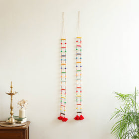Handmade Gota Patti Hanging with Pom-Pom Beadwork for Festive Decor (Set of 2) 20