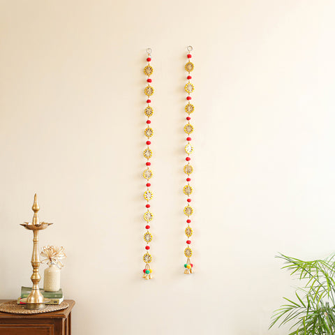 Handmade Gota Patti Hanging with Bells Beadwork for Festive Decor (Set of 2) 19