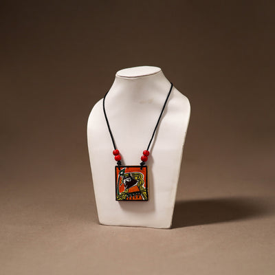 Kerala Mural Handpainted Bamboo Necklace 183