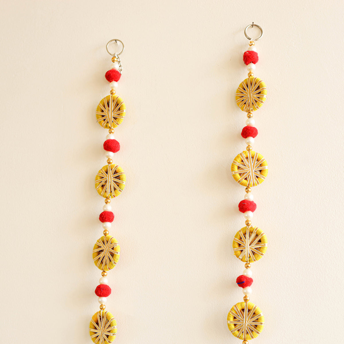 Handmade Gota Patti Hanging with Bells Beadwork for Festive Decor (Set of 2) 19
