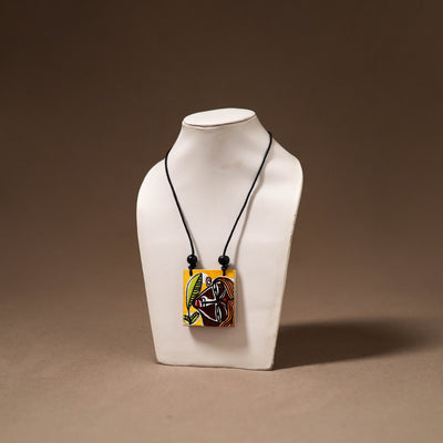 Kerala Mural Handpainted Bamboo Necklace 184