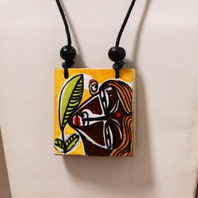 Kerala Mural Handpainted Bamboo Necklace 184