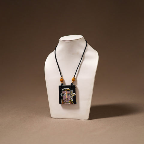 Kerala Mural Handpainted Bamboo Necklace 185