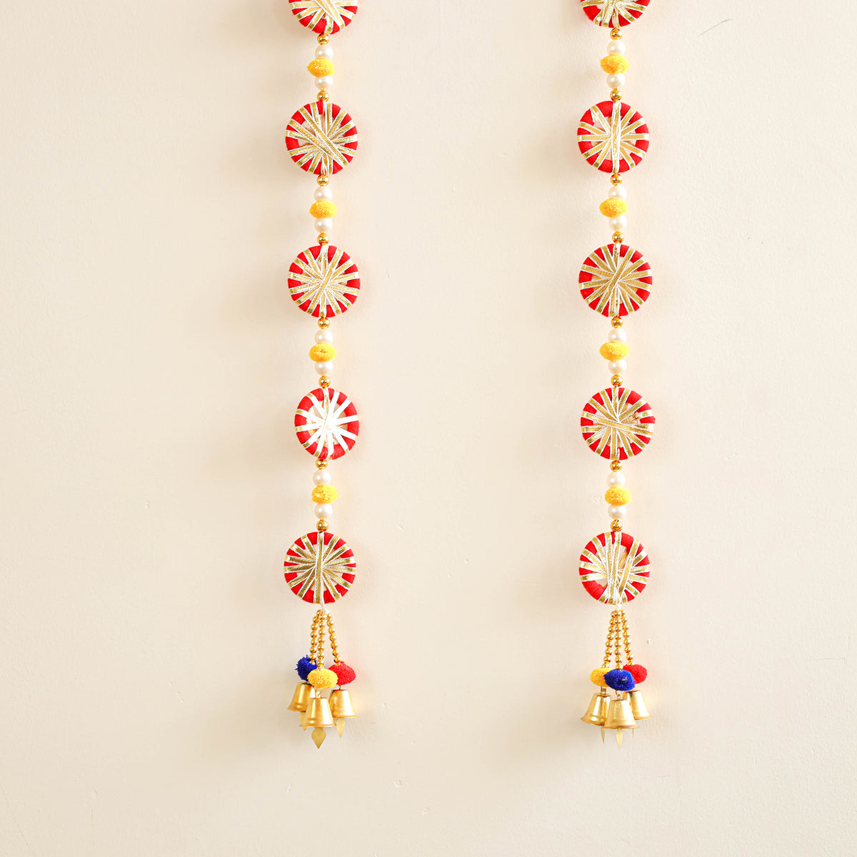 Handmade Gota Patti Hanging with Bells Beadwork for Festive Decor (Set of 2) 18
