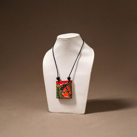 Kerala Mural Handpainted Bamboo Necklace 186