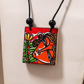 Kerala Mural Handpainted Bamboo Necklace 186