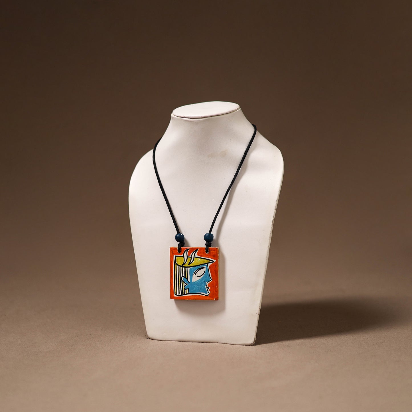 Kerala Mural Handpainted Bamboo Necklace 187