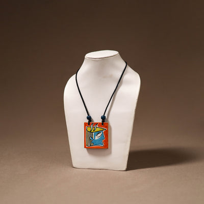 Kerala Mural Handpainted Bamboo Necklace 187