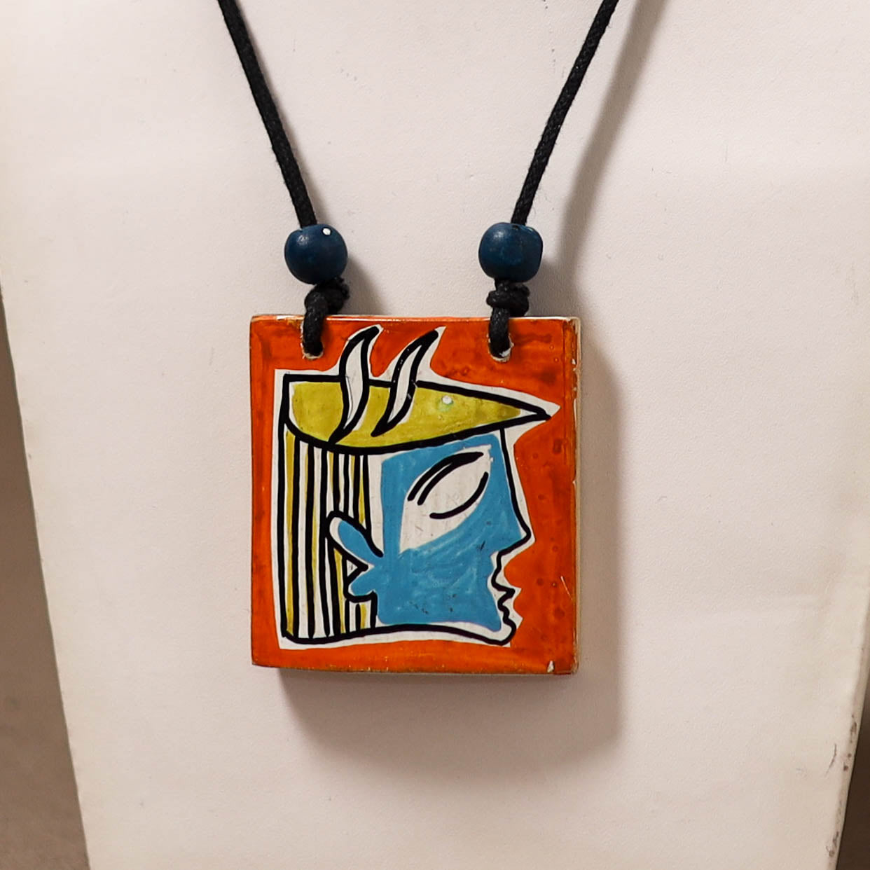 Kerala Mural Handpainted Bamboo Necklace 187