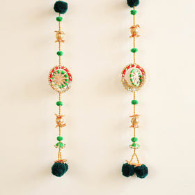 Handmade Gota Patti Hanging with Zari Balls Beadwork for Festive Decor (Set of 2) 14
