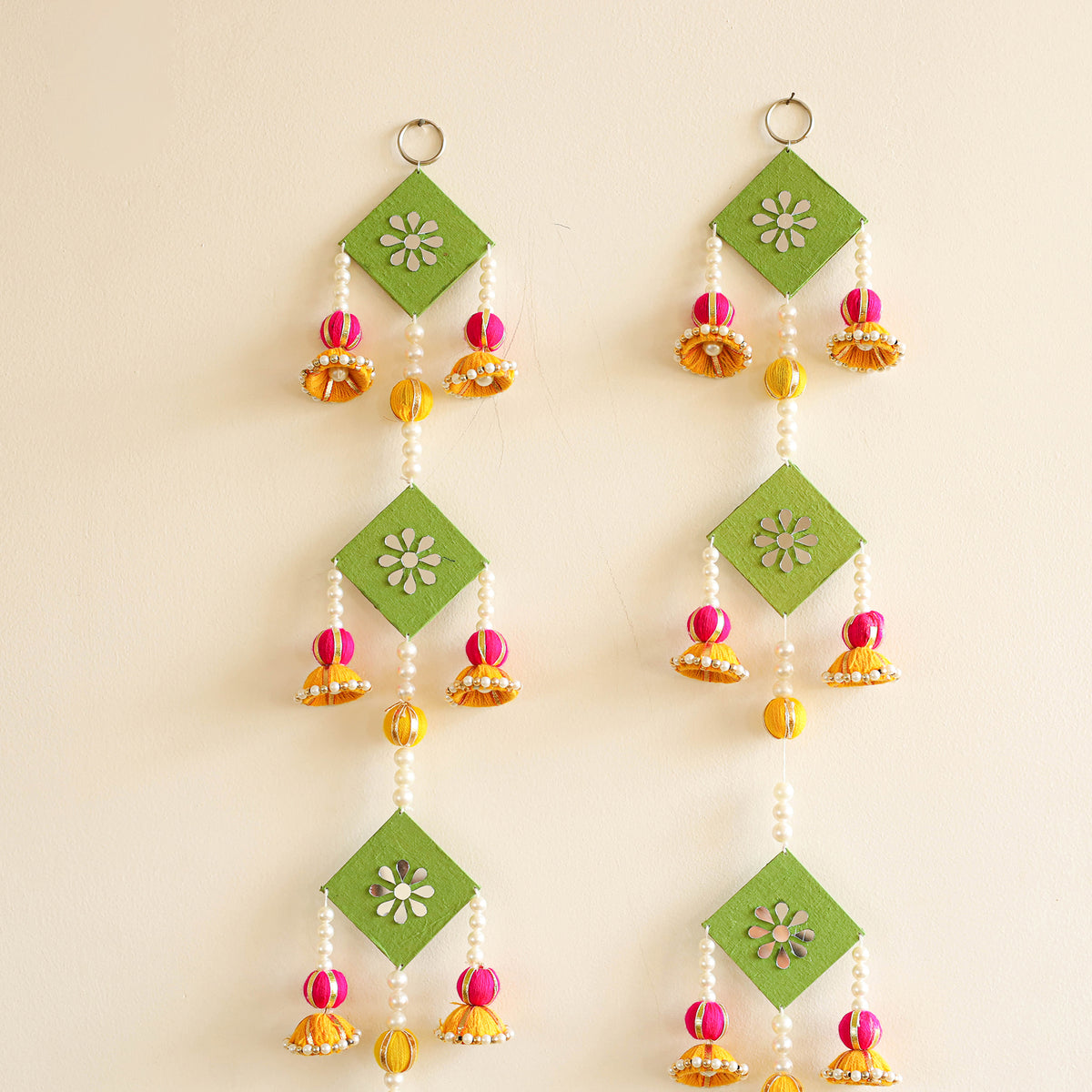 Handmade Gota Patti Hanging with Mirror Beadwork for Festive Decor (Set of 2) 11