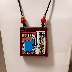 Kerala Mural Handpainted Bamboo Necklace 188