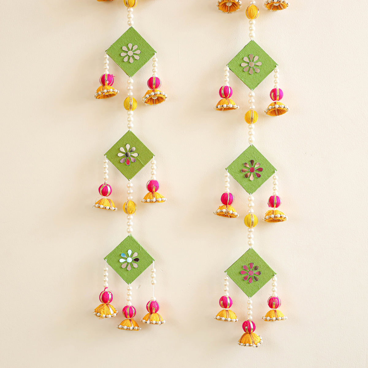 Handmade Gota Patti Hanging with Mirror Beadwork for Festive Decor (Set of 2) 11
