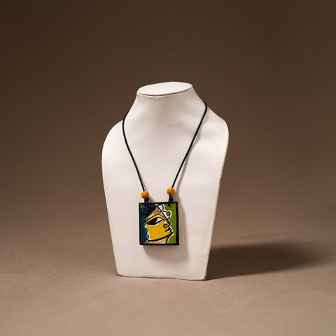 Kerala Mural Handpainted Bamboo Necklace 191