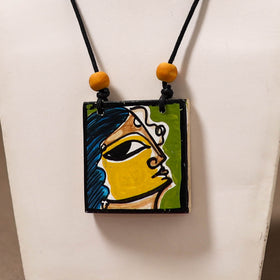 Kerala Mural Handpainted Bamboo Necklace 191