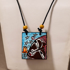 Kerala Mural Handpainted Bamboo Necklace 192