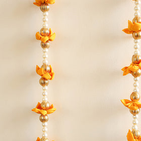 Handmade Gota Patti Hanging with Yellow Floral Beadwork for Festive Decor (Set of 2) 05