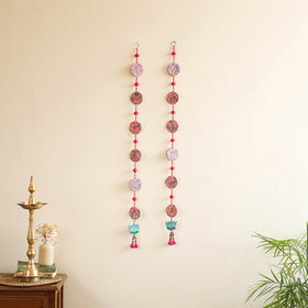 Handmade Fabart Hanging with Pom-Pom Beadwork for Festive Decor (Set of 2) 15