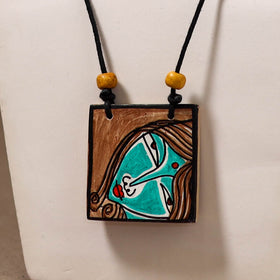Kerala Mural Handpainted Bamboo Necklace 193