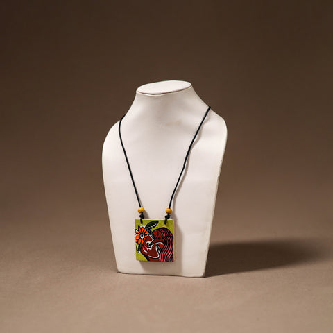 Kerala Mural Handpainted Bamboo Necklace 194