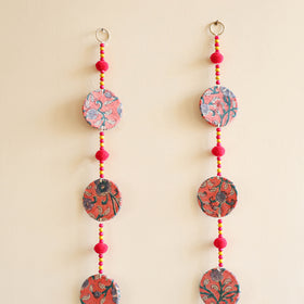 Handmade Fabart Hanging with Pom-Pom Beadwork for Festive Decor (Set of 2) 15