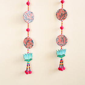 Handmade Fabart Hanging with Pom-Pom Beadwork for Festive Decor (Set of 2) 15