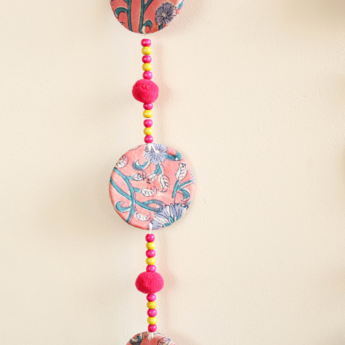 Handmade Fabart Hanging with Pom-Pom Beadwork for Festive Decor (Set of 2) 15