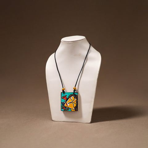 Kerala Mural Handpainted Bamboo Necklace 195