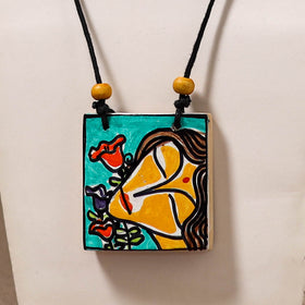 Kerala Mural Handpainted Bamboo Necklace 195