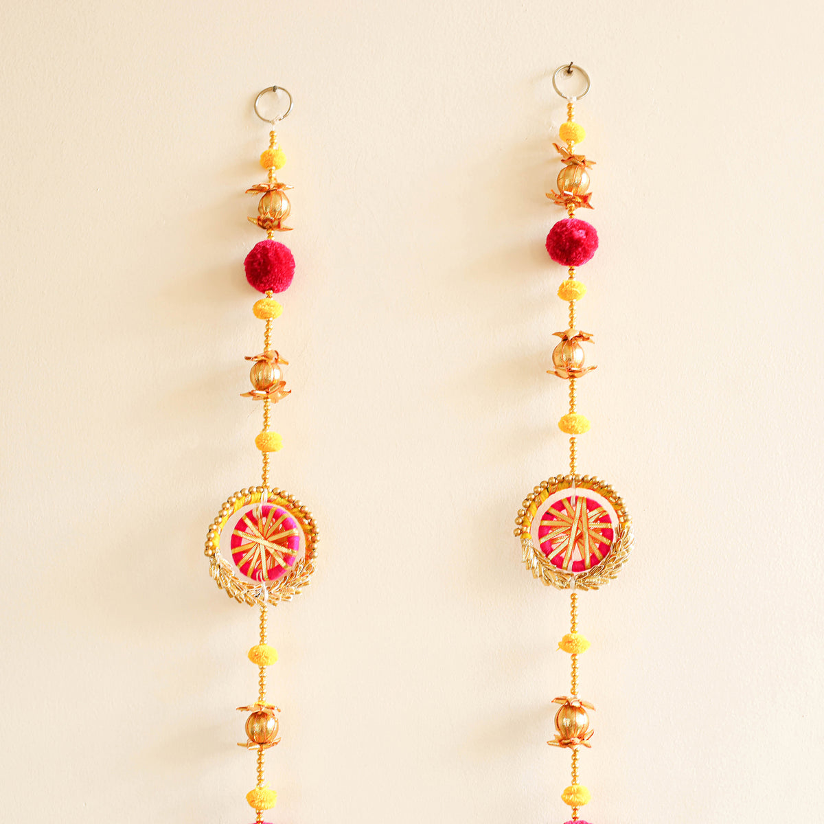 Handmade Gota Patti Hanging with Zari Balls Beadwork for Festive Decor (Set of 2) 13