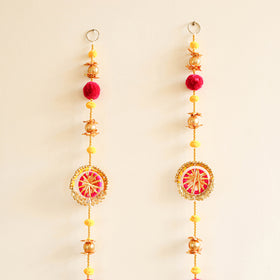 Handmade Gota Patti Hanging with Zari Balls Beadwork for Festive Decor (Set of 2) 13