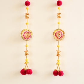 Handmade Gota Patti Hanging with Zari Balls Beadwork for Festive Decor (Set of 2) 13