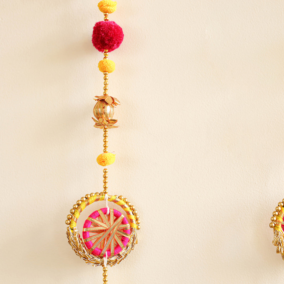 Handmade Gota Patti Hanging with Zari Balls Beadwork for Festive Decor (Set of 2) 13