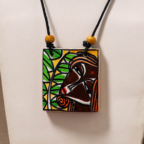 Kerala Mural Handpainted Bamboo Necklace 198