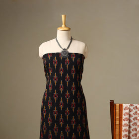 Black 2pc Cotton Handloom Ikat Kurta with Dupatta