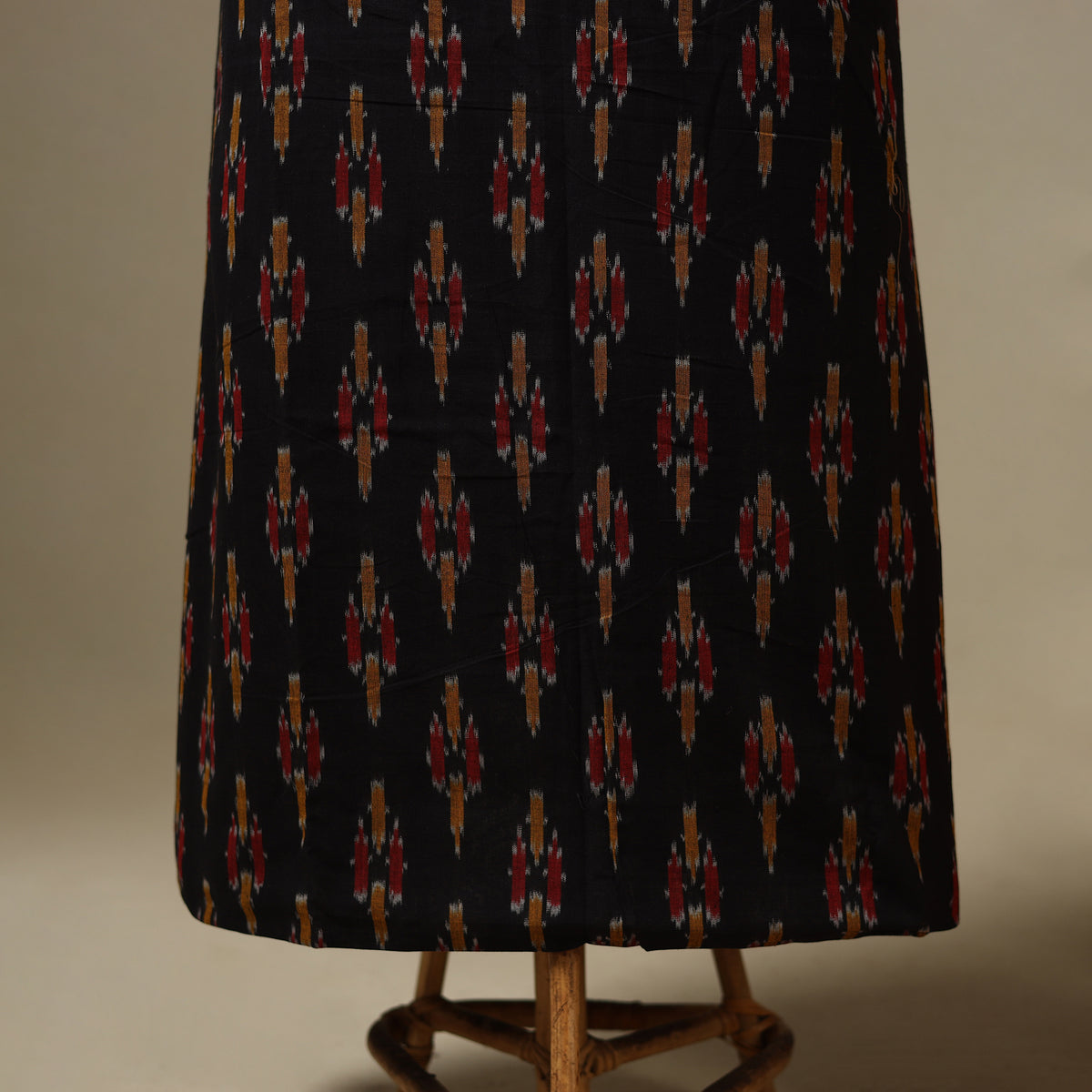 Black 2pc Cotton Handloom Ikat Kurta with Dupatta
