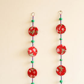 Handmade Fabart Hanging with Pom-Pom Beadwork for Festive Decor (Set of 2) 16