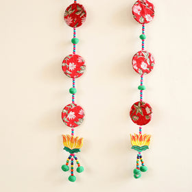 Handmade Fabart Hanging with Pom-Pom Beadwork for Festive Decor (Set of 2) 16
