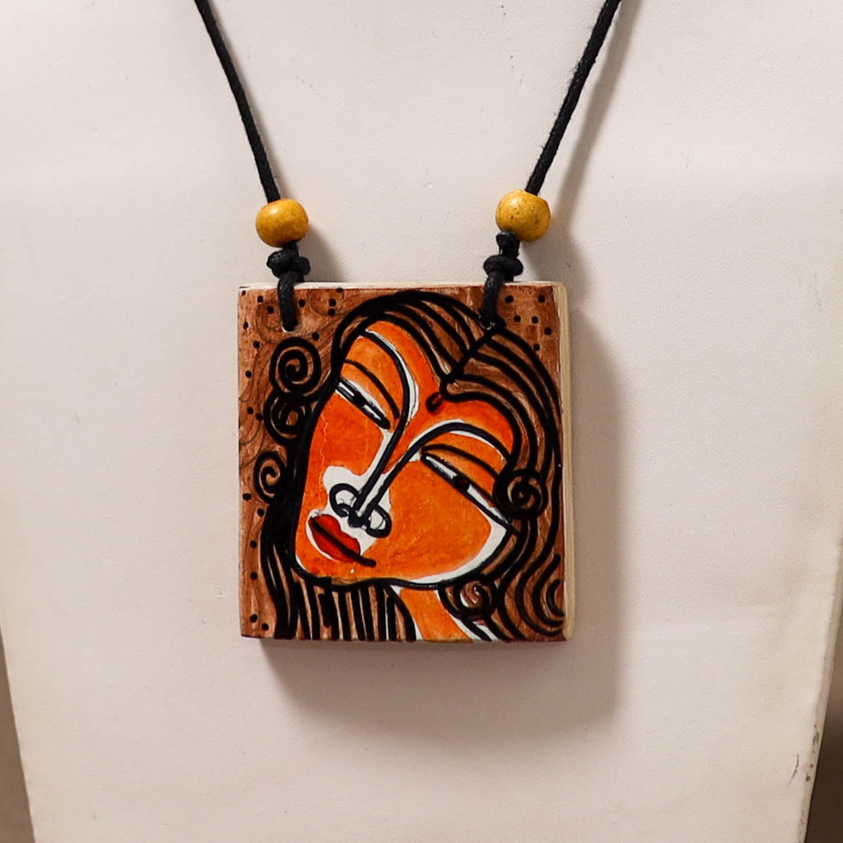 Kerala Mural Handpainted Bamboo Necklace 200