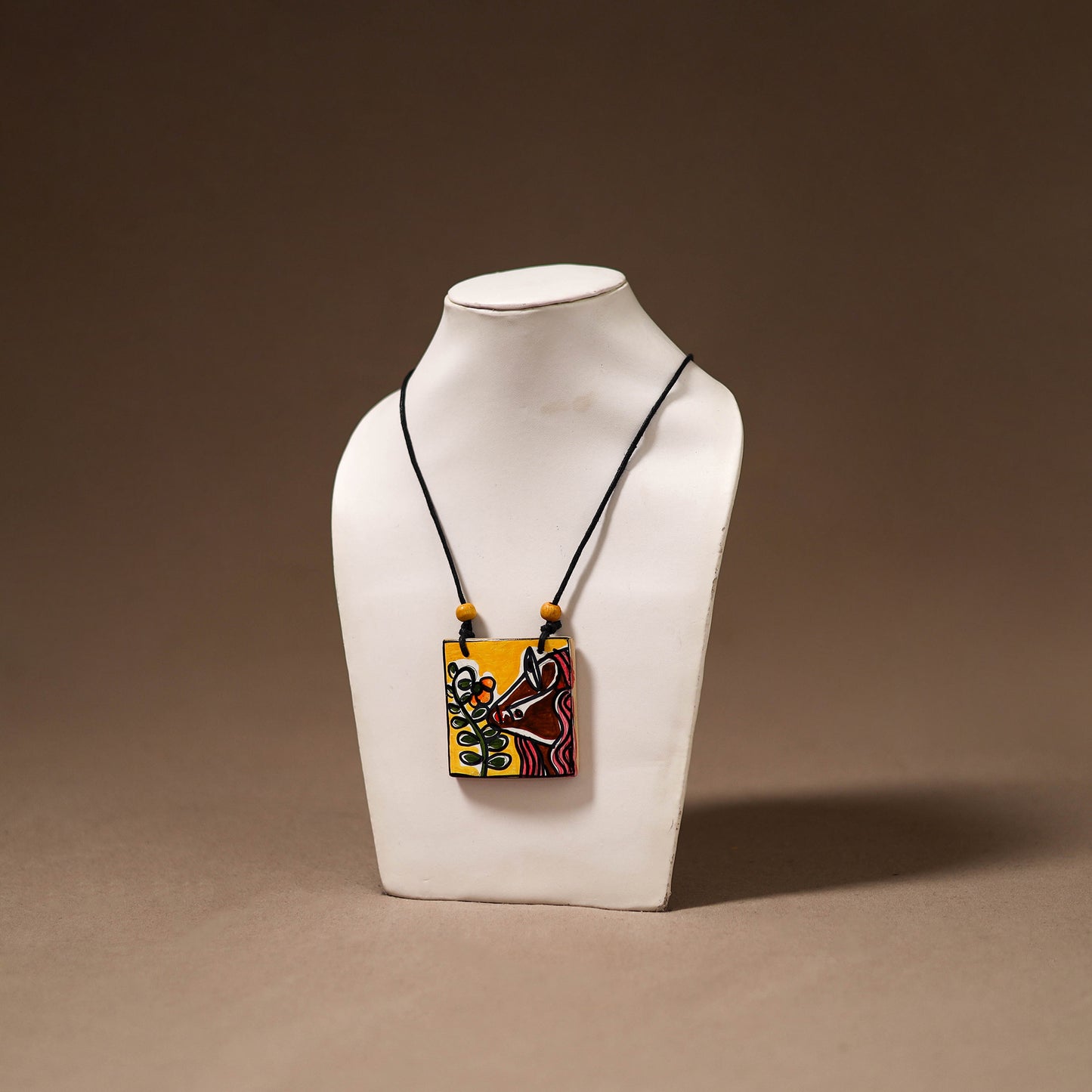 Kerala Mural Handpainted Bamboo Necklace 201