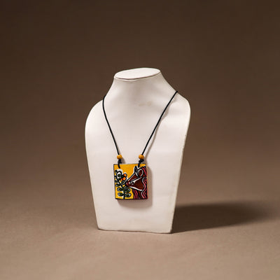 Kerala Mural Handpainted Bamboo Necklace 201