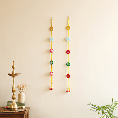 Handmade Thread Braided Hanging with Mirror Beadwork for Festive Decor (Set of 2) 17