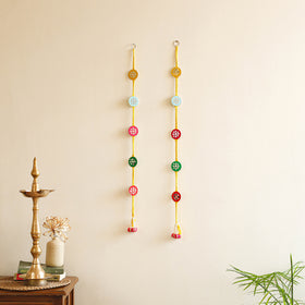 Handmade Thread Braided Hanging with Mirror Beadwork for Festive Decor (Set of 2) 17
