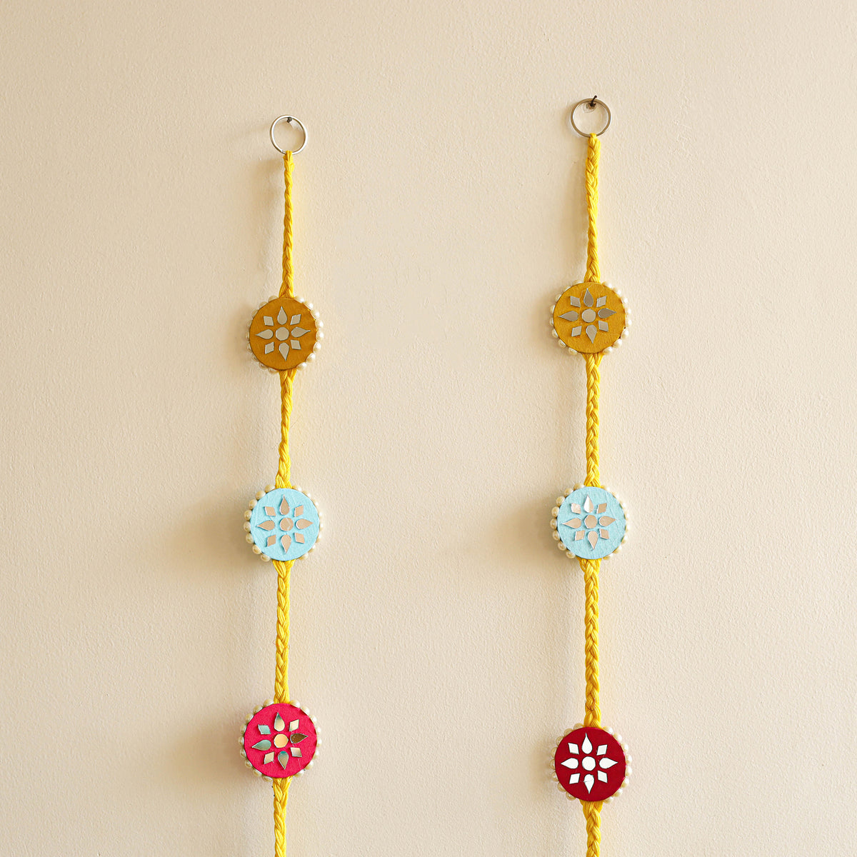 Handmade Thread Braided Hanging with Mirror Beadwork for Festive Decor (Set of 2) 17