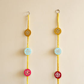 Handmade Thread Braided Hanging with Mirror Beadwork for Festive Decor (Set of 2) 17