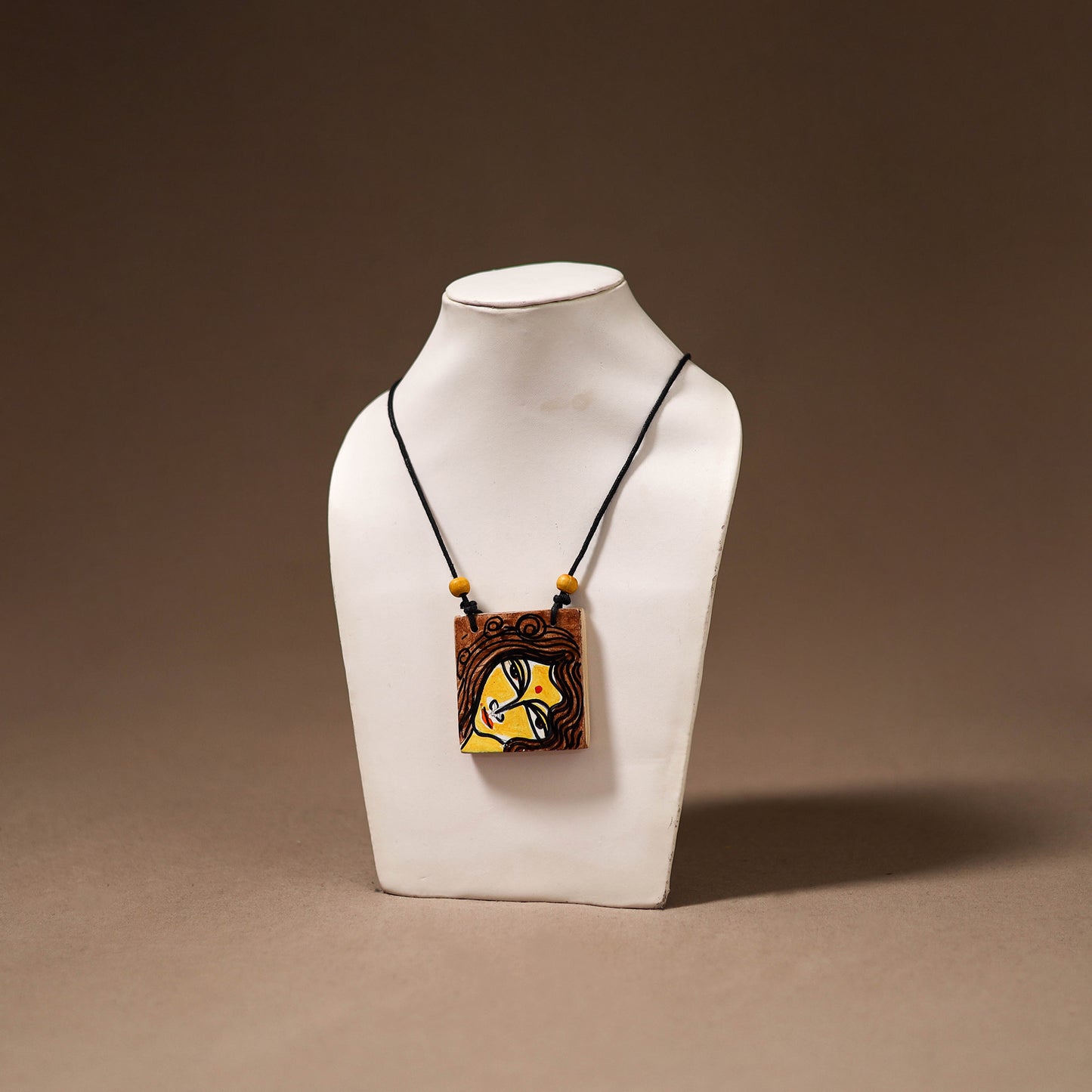 Kerala Mural Handpainted Bamboo Necklace 203